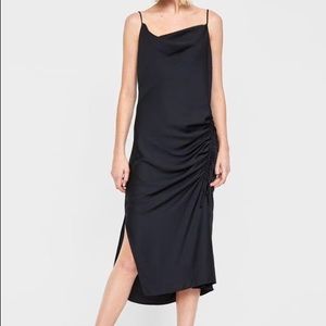 Zara Runched Satin Slip Dress